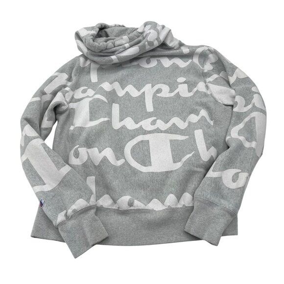 Champion Reverse Weave Gray Hoodie Sweatshirt White Script Men's size Medium - Picture 6 of 7